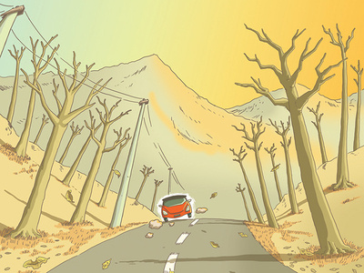 Dry And Lonely Road to Grandpa House illustration