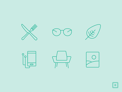 Square Market Icons chair cutlery fork furniture glasses glyphs icons knife leaf square technology
