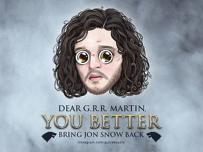 Lil' Jon Snow *BONUS* bringjonsnowback digital art game of thrones got gulce baycik gülce baycık illustration jon snow