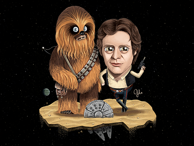 Lil' Chewie & Han Solo chewbacca chewie fan art gulce baycik gülce baycık han solo illustration star wars the force awakens