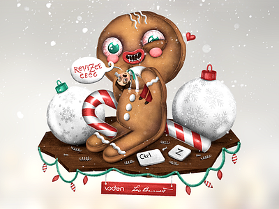 Crazy Christmas art candy christmas gingerbread man gulce baycik gülce baycık illustration snow