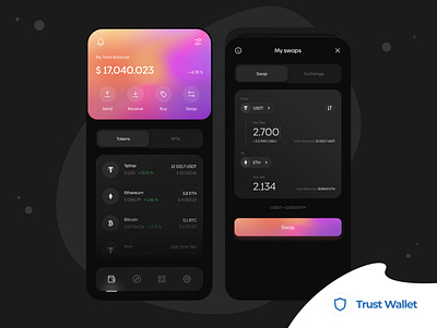 Trust Wallet App / New design app bank banking crypto flat mobile mobile app redesign ui ux