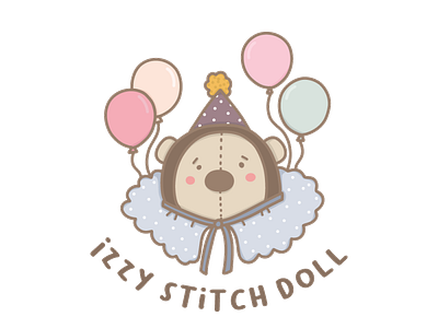 Izzy Stitch Doll Logo Design branding children art cute art design graphic design illustration logo vector