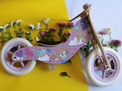 Balance Bike for girls children art children illustration