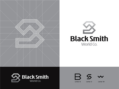 Black Smith World Co. abdullah designs black black white blacksmith branding contemporary illustration instagram logo grids logodesign logomark logotype minimal typography