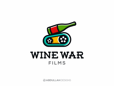 Wine War Films abdullah designs art branding contemporary dribbble film reel films illustration instagram logo logo design logodesign logomark logotype minimal typography vector war wine