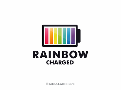 Rainbow Charged abdullah designs battery branding charged colors contemporary design dribbble illustration instagram logo logo design logodesign logotype minimal rainbow