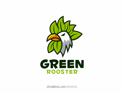 Green Rooster - Logo for Sale abdullah designs branding character logo contemporary drawing dribbble illustration instagram logo design logodesign logoforsale logotype mascot logo rooster logo typography vector