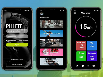 Phi Fit ui design app mobile