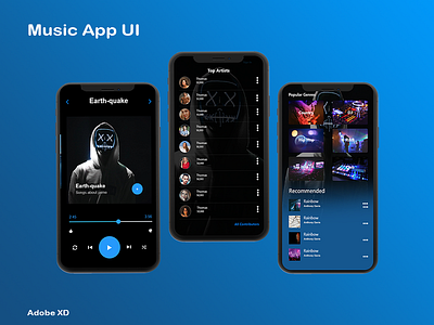 Music App UI app design graphics mobile ui