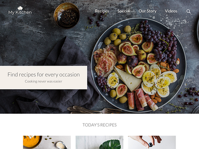 My Kitchen chef cooking delicious food food recipes foodblog kitchen landing page recipes restaurant ui ux uidesign web design webpage