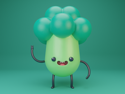 Brokolyk 3d character design 3d blender3d branding broccoli character food green illustration mascot modelling ukraine
