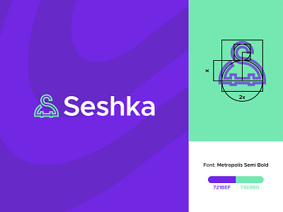 Seshka logo branding clothes design green logo proportions purple russian secondhand ukraine vector