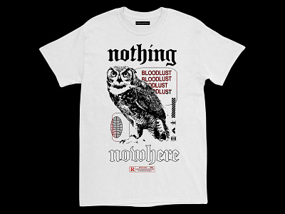 Nothing,Nowhere. Merch Remix album art branding design emo experiment fashion grunge illustration merch merchandise metal owl rap shirt tour trap typography vintage