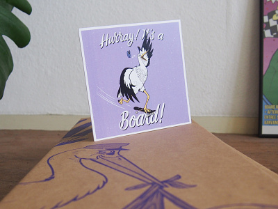 Hurray! It's a board! birthdaycard branding custom handlettering illustration stork