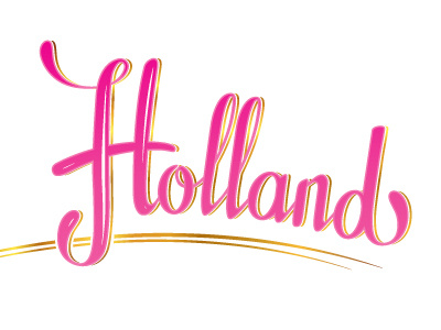 Holland calligraphy gradient handdrawn lettering vector