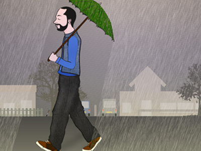 Walk in the rain illustration illustrator photoshop rain selfportrait
