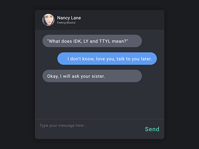 Direct Message - Day 13 (Created with Affinity Designer) affinity black blue chat dailyui dark day013 design flat green message web