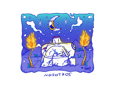 N O S O T R O S art artist artistic direction arts artwork color design escape fireart graphic art illustration ilustración moon nightclub sad vector wacom