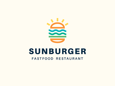 Sunburger (for sale) beach burger burger logo fastfood logo logodesign logotype sea sun