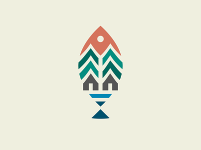 Fishing art branding design fish fishing house logo logodesign logotype nature trees vector