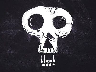 Black moon art girl halloween logo moon skull