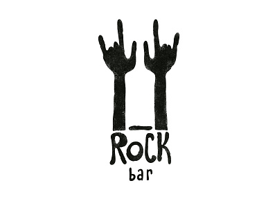 Rock bar art bar bottle hands logo rock