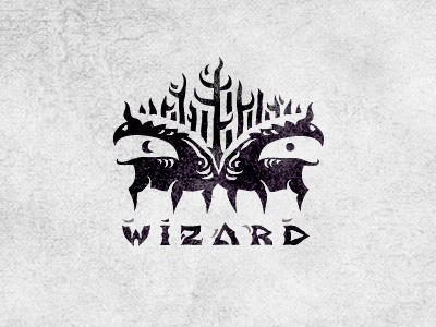 Wizard art dragons fangs forest logo wizard