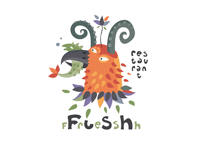 Fresh Fish art bird fish logo restaurant