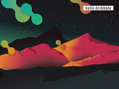 Hello Dribbble :) debut design graphic hello hello dribbble illustration mountain vector