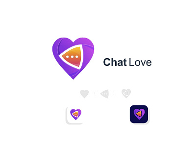 chat love abstract brand branding chat creative design logo love message modern purple vector