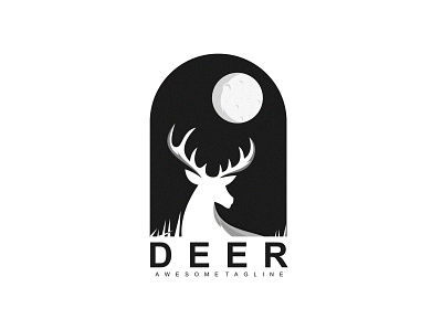 deer moon animal brand branding creative deer logo design illustration logo modern vector