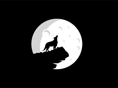 wolf animal brand branding creative design logo modern moonlight vector