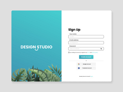 Sign Up Form | Design Studio adobexd aesthetic app clean ui design designer popular design popular shot sign up sign up ui signup signupform ui uidesign uiux ux