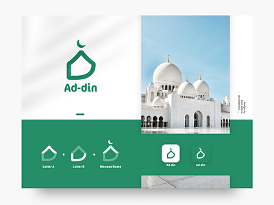 Ad-din Logo Design - Mosque brand identity branding logodesign minimalist logo modern logo mosque logo muslim app