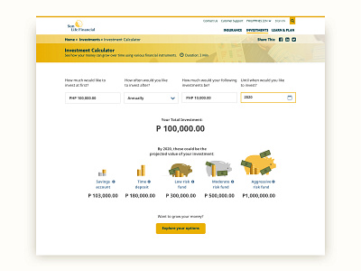Investment Calculator calculator finance insurance investment investments microsite results ui ux web web design website