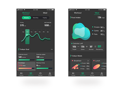 Fitness App Design. Dark Version app design illustration ui