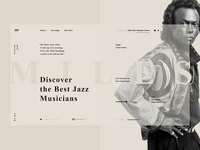 Musician's Landing Page classic music typography ui