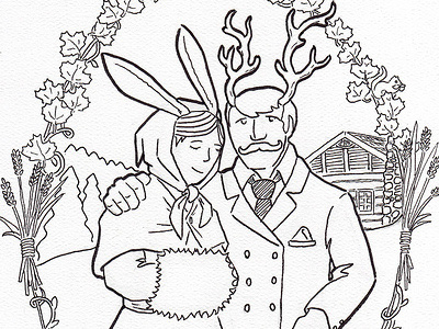 Wedding antlers deer leaf maple marriage portrait rabbit rustic winter