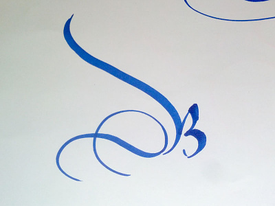 Blue sharpie B blackletter calligraphy custom lettering sharpie type