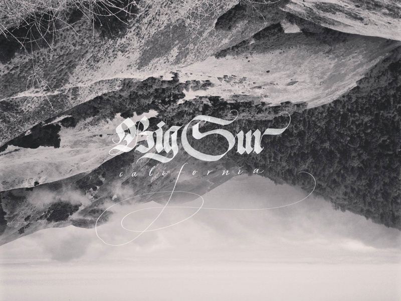 Big Sur, CA blackletter calligraphy custom type photography black and white