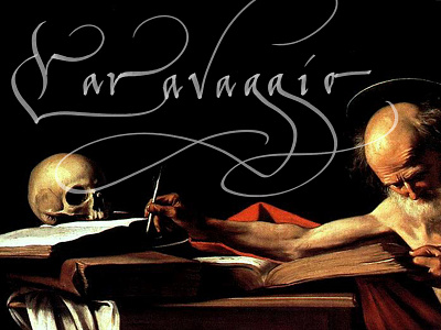 Caravaggio calligraphy flourish hand drawn inverted secretary hand sharpie