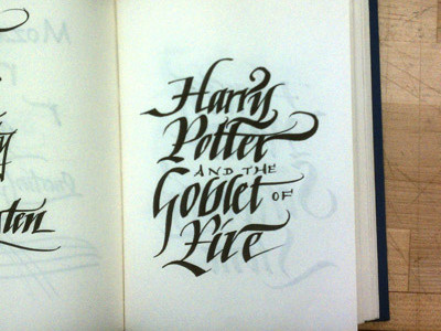 Harry Potter and the Goblet of Fire book calligraphy flourish handwriting italic markers title