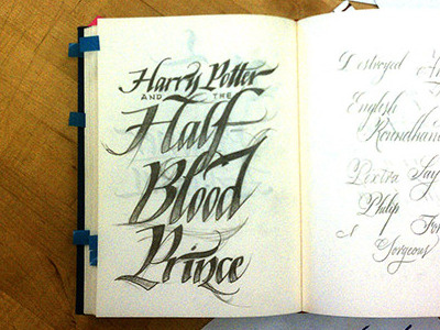 Harry Potter and the Half Blood Prince calligraphy hand lettering italic pencil