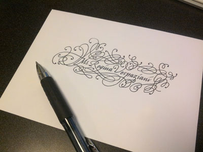 Invitation Concept ballpoint pen flourish italic calligraphy