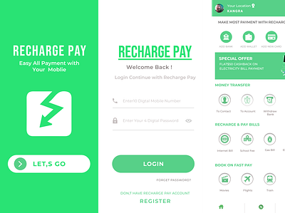 Recharge Pay branding graphic design ui ux