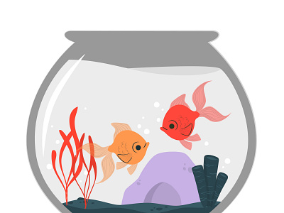 Fish Bowl illustration Design cartoon fish graphic design illustration vector