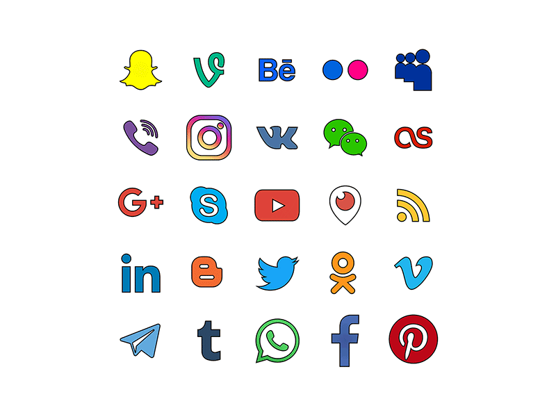 Social Media behance facebook icon instagram linkedin pinterest pop art snapchat social media telegram twitter viber whatsapp youtube