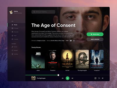 Movie App Concept app app design app movie dark mode dark ui dashboard design movie play theme tv app ui ux