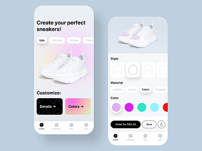 Sneaker Maker App app application clean clean ui concept constructor customize design grey interface ios sneakers ui